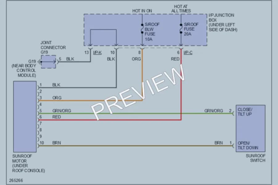 2007 Kia Rio Power Top Sunroof wiring diagram preview