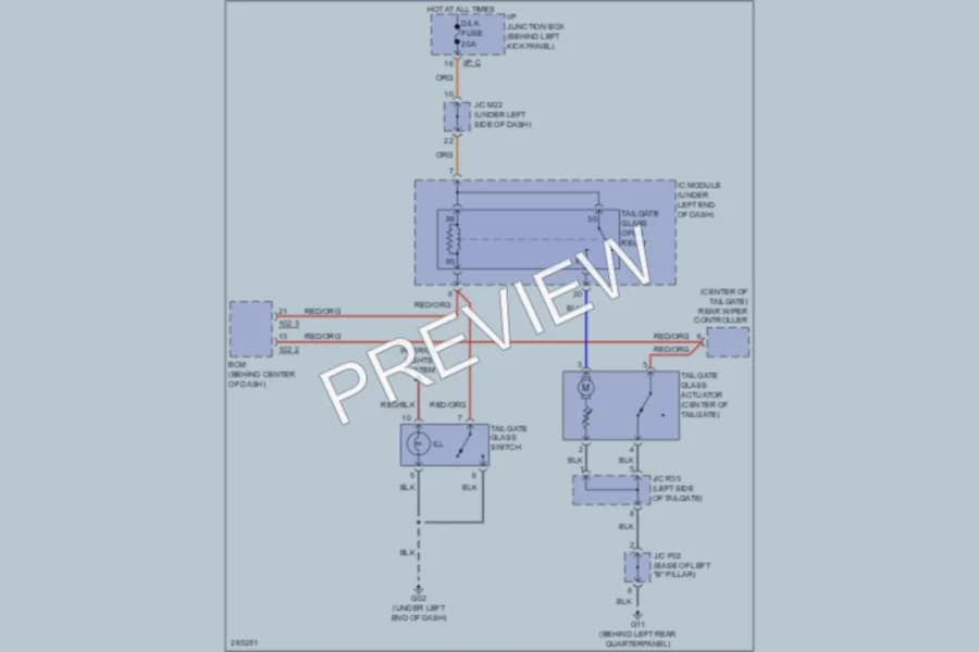 2007 Kia Sorento Trunk Tailgate Fuel Door wiring diagram preview