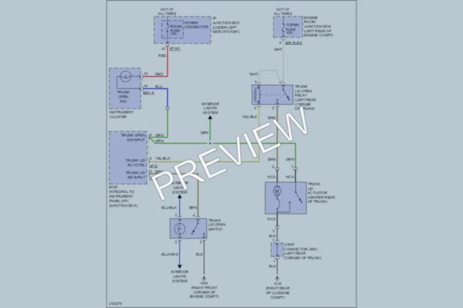 2007 Kia Spectra5 Trunk Tailgate Fuel Door wiring diagram preview