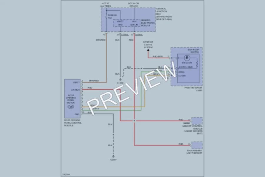 2007 LandRover RangeRoverSport Power Top Sunroof wiring diagram preview