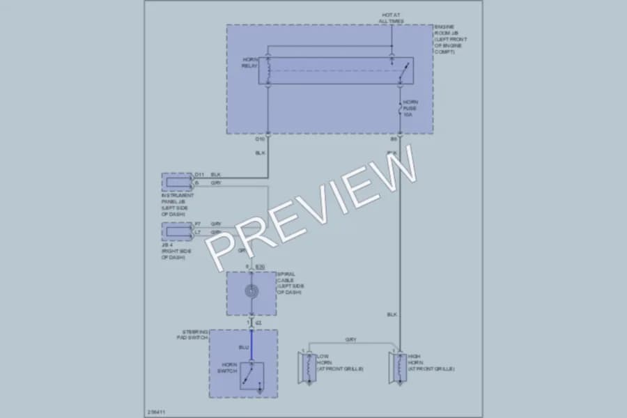 2007 Lexus ES350 Horn wiring diagram preview
