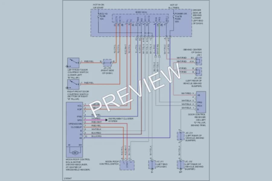 2007 Lexus GX470 Power Top Sunroof wiring diagram preview