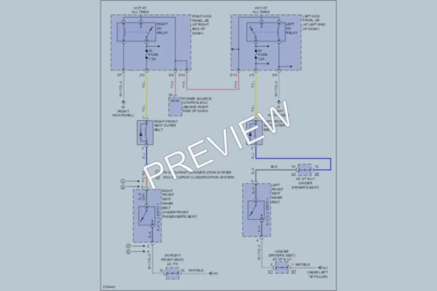 2007 Lexus IS350 Passive Restraints wiring diagram preview