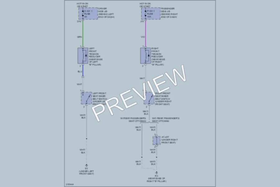 2007 Lexus LS460 Passive Restraints wiring diagram preview