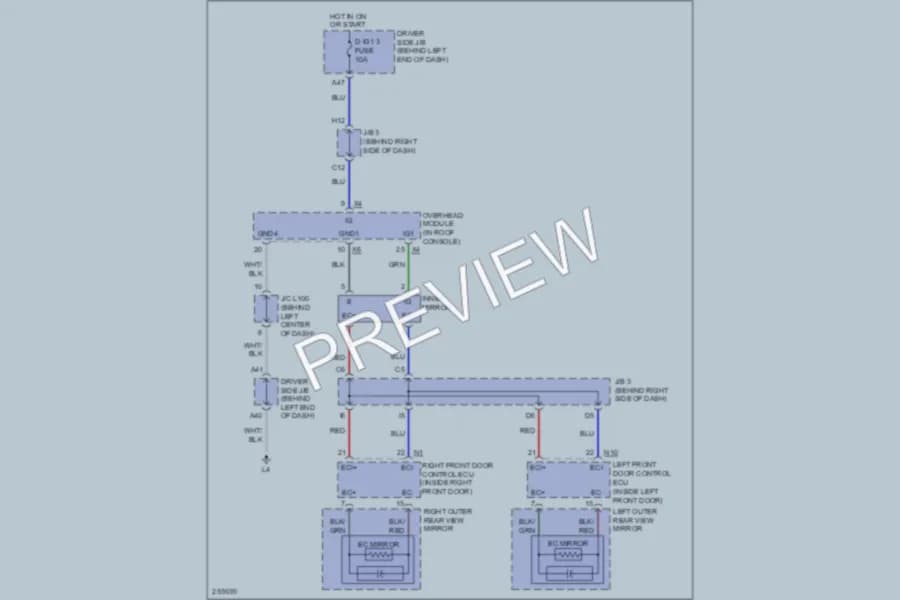 2007 Lexus LS460 Power Mirrors wiring diagram preview