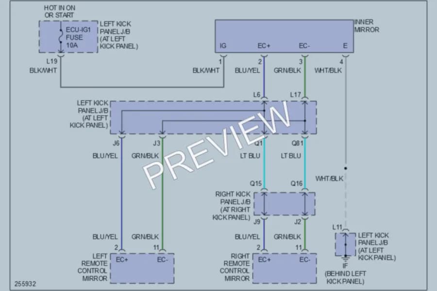 2007 Lexus LX470 Power Mirrors wiring diagram preview