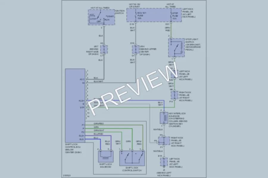 2007 Lexus LX470 Shift Interlock wiring diagram preview