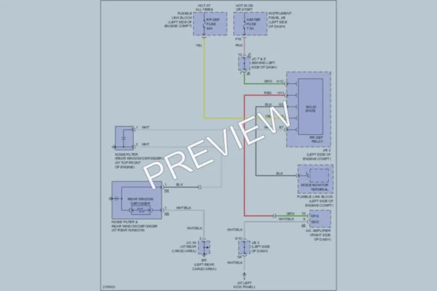 2007 Lexus RX400h Defoggers wiring diagram preview