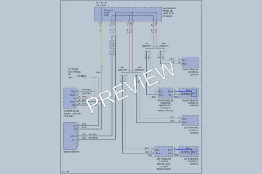 2007 Lexus RX400h Power Mirrors wiring diagram preview