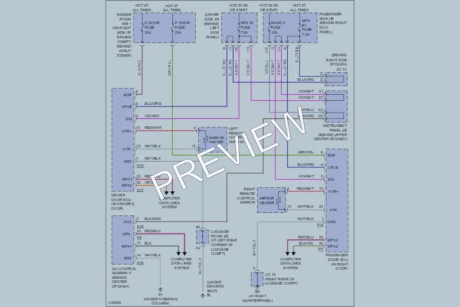 2007 Lexus SC430 Defoggers wiring diagram preview