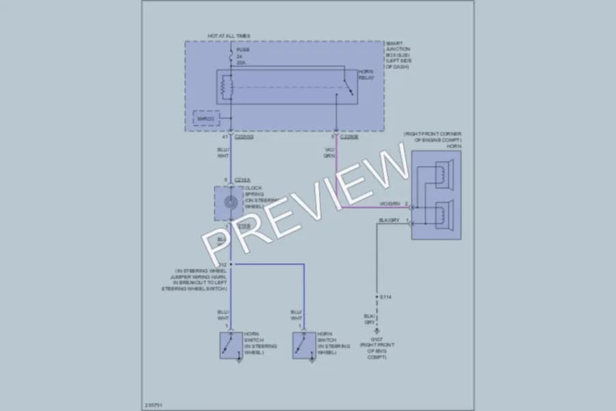 2007 Lincoln MKX Horn wiring diagram preview