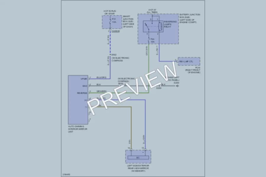 2007 Lincoln MKX Power Mirrors wiring diagram preview