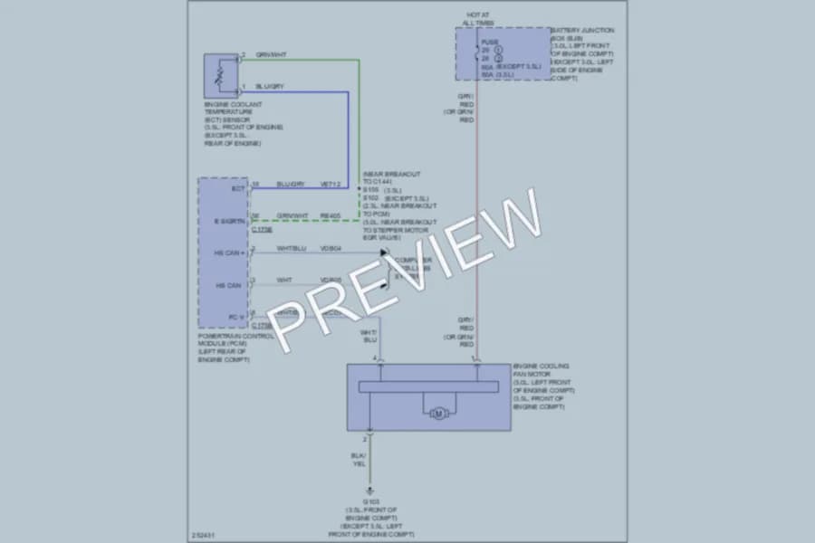 2007 Lincoln MKZ Cooling Fan wiring diagram preview