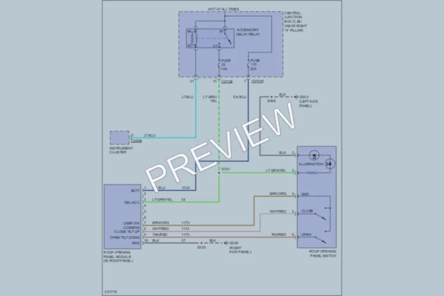 2007 Lincoln MarkLT Power Top Sunroof wiring diagram preview