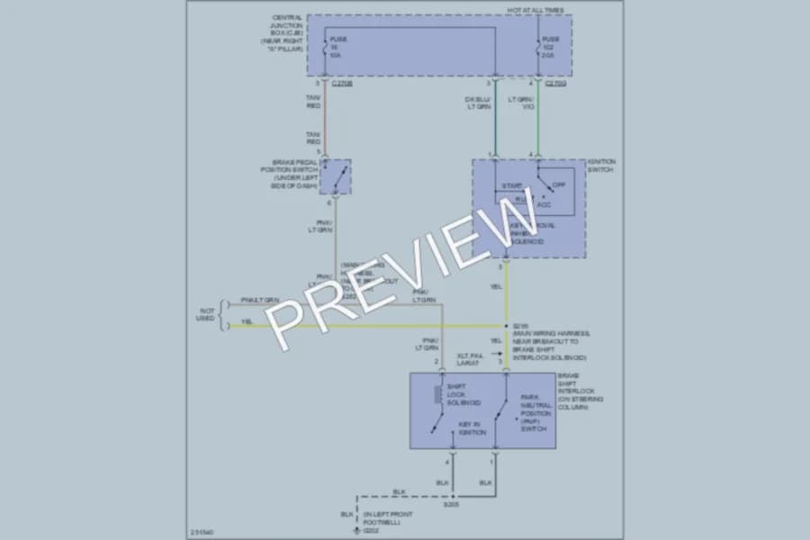 2007 Lincoln MarkLT Shift Interlock wiring diagram preview