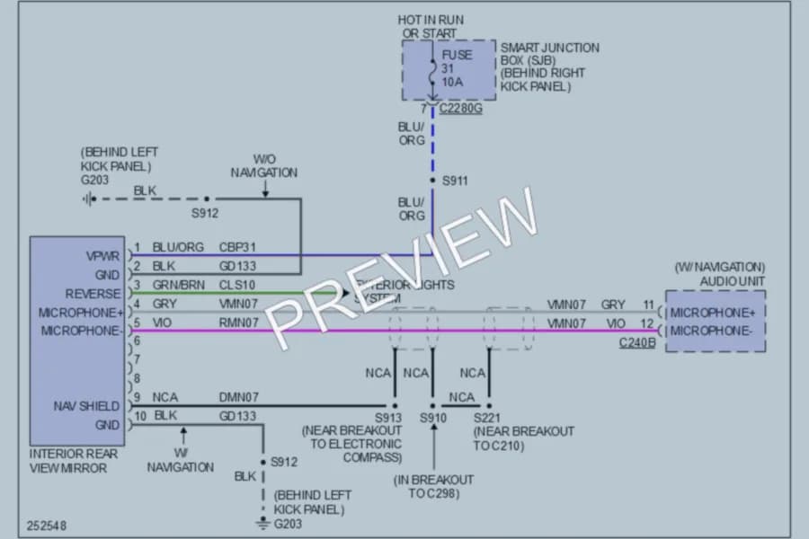 2007 Lincoln Navigator Power Mirrors wiring diagram preview