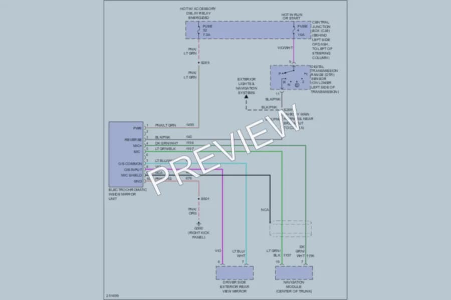 2007 Lincoln TownCar Power Mirrors wiring diagram preview