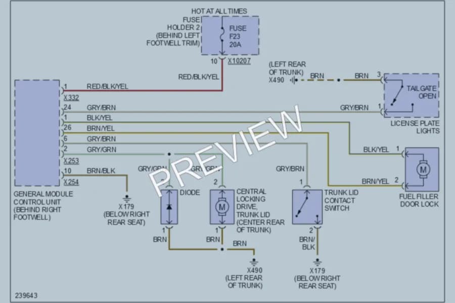 2007 MINI Cooper Trunk Tailgate Fuel Door wiring diagram preview