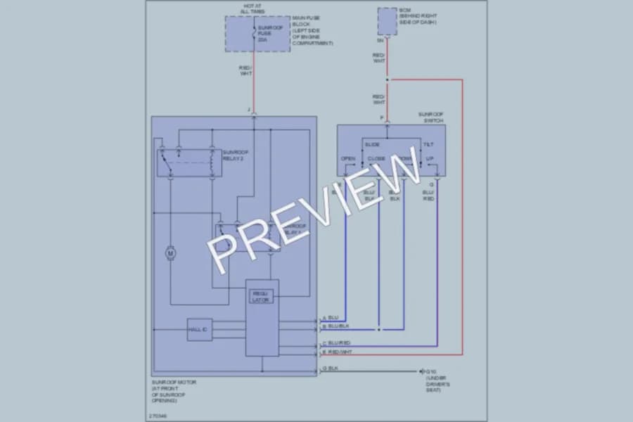 2007 Mazda 5 Power Top Sunroof wiring diagram preview