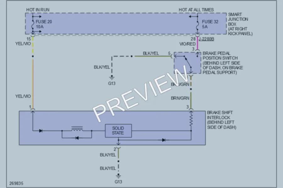 2007 Mazda B2300 Shift Interlock wiring diagram preview