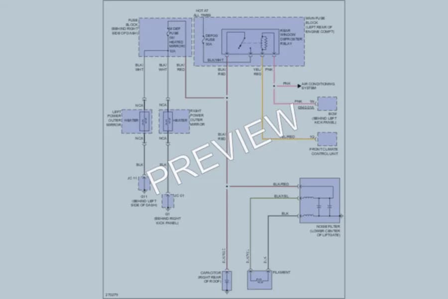 2007 Mazda CX9 Defoggers wiring diagram preview