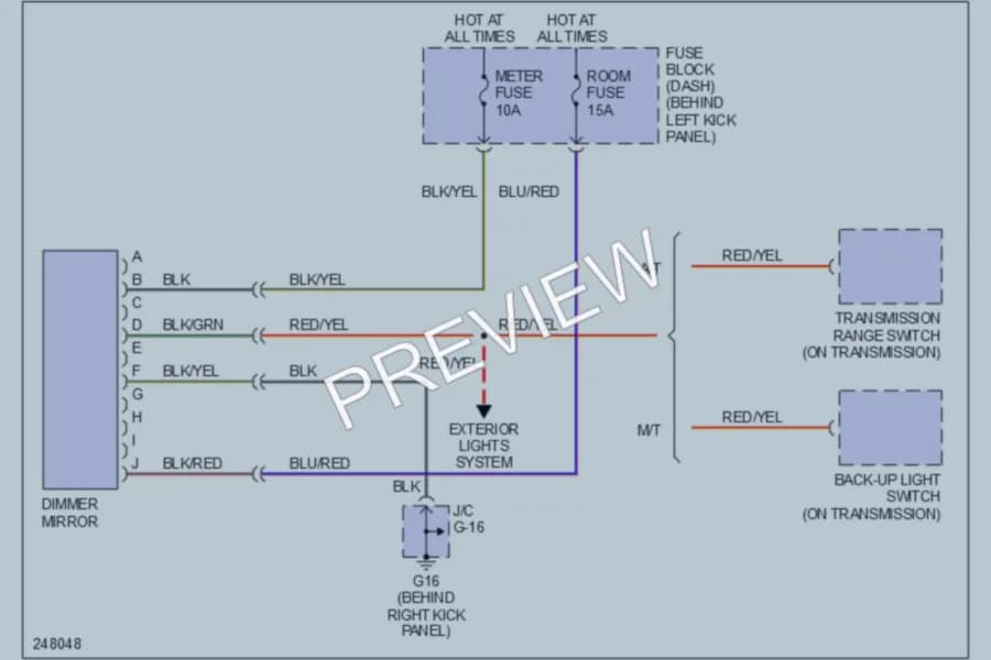 2007 Mazda RX8 Power Mirrors wiring diagram preview
