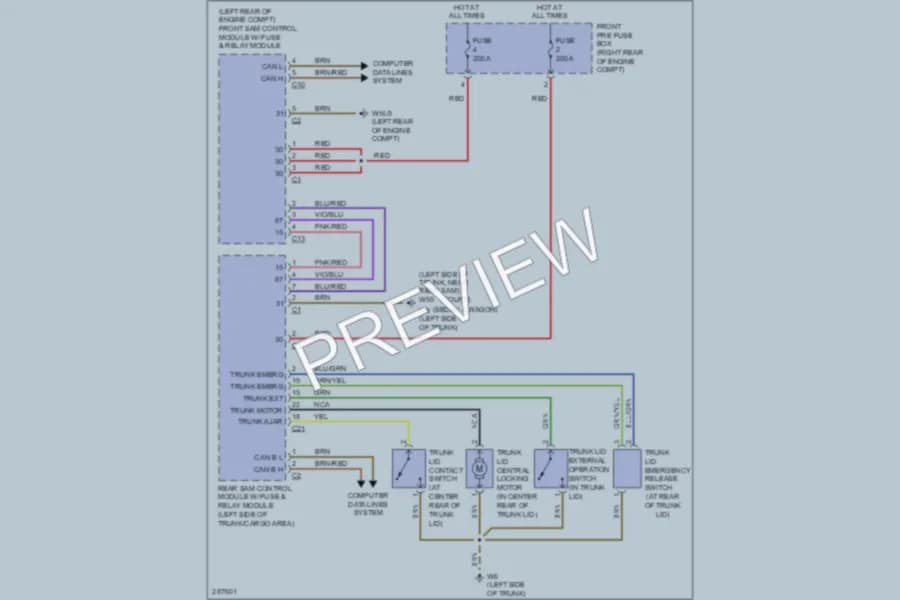 2007 MercedesBenz C230 Trunk Tailgate Fuel Door wiring diagram preview