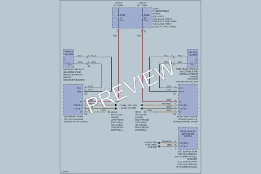 2007 MercedesBenz ML320CDI Defoggers wiring diagram preview