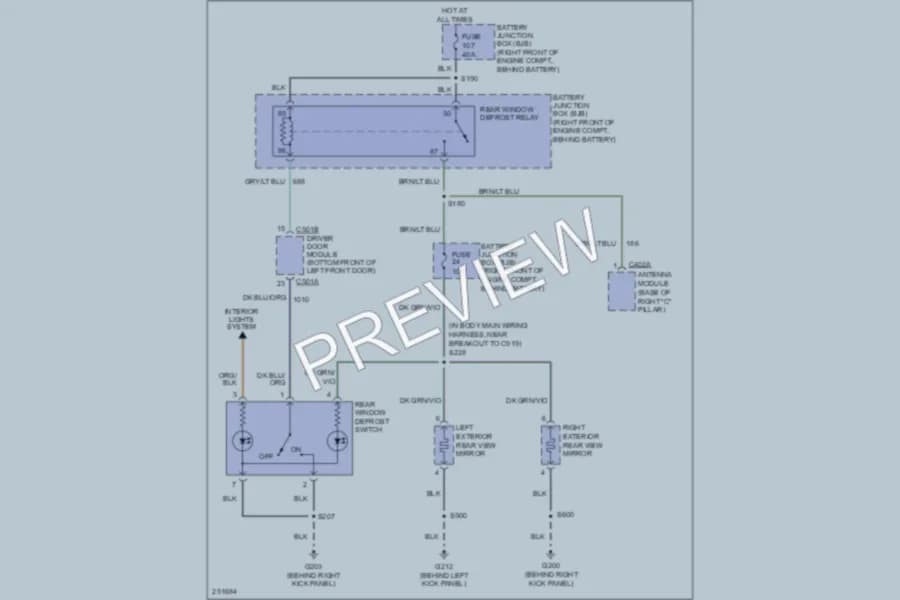 2007 Mercury GrandMarquis Defoggers wiring diagram preview