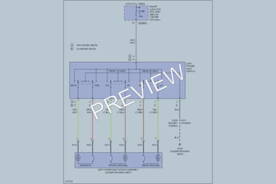 2007 Mercury MarinerHybrid Power Seats wiring diagram preview