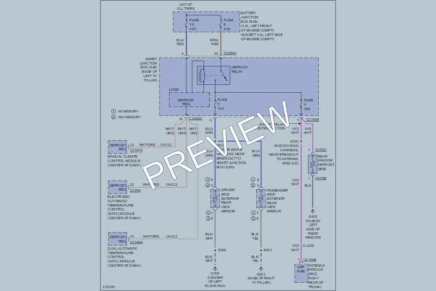 2007 Mercury Milan Defoggers wiring diagram preview