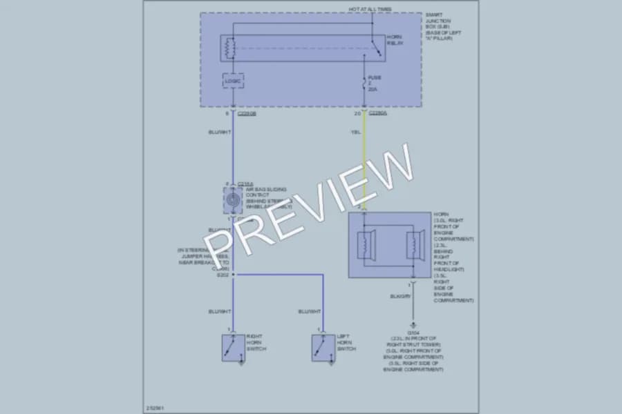2007 Mercury Milan Horn wiring diagram preview