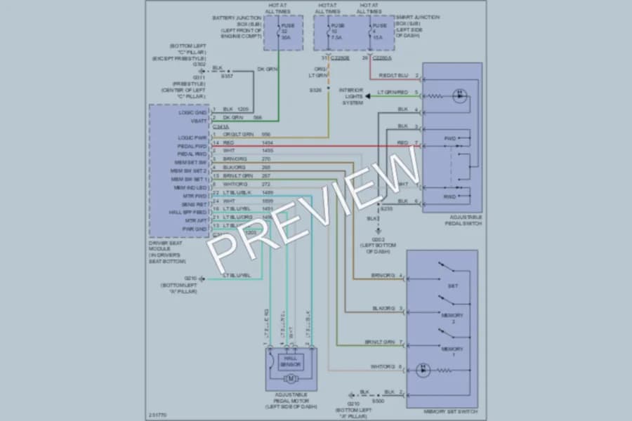 2007 Mercury Montego Memory Systems wiring diagram preview
