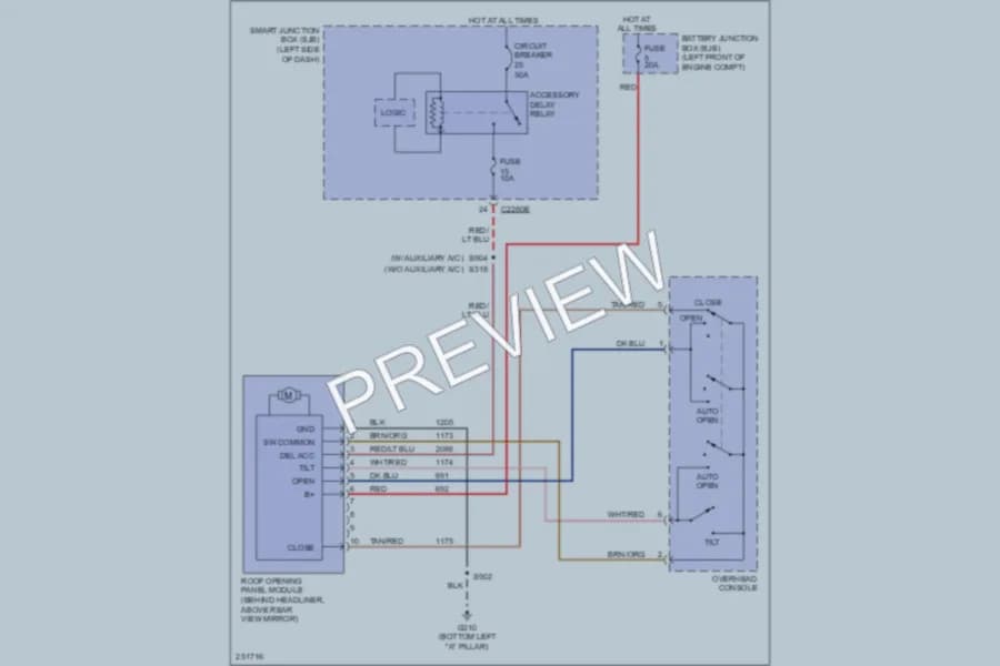 2007 Mercury Montego Power Top Sunroof wiring diagram preview
