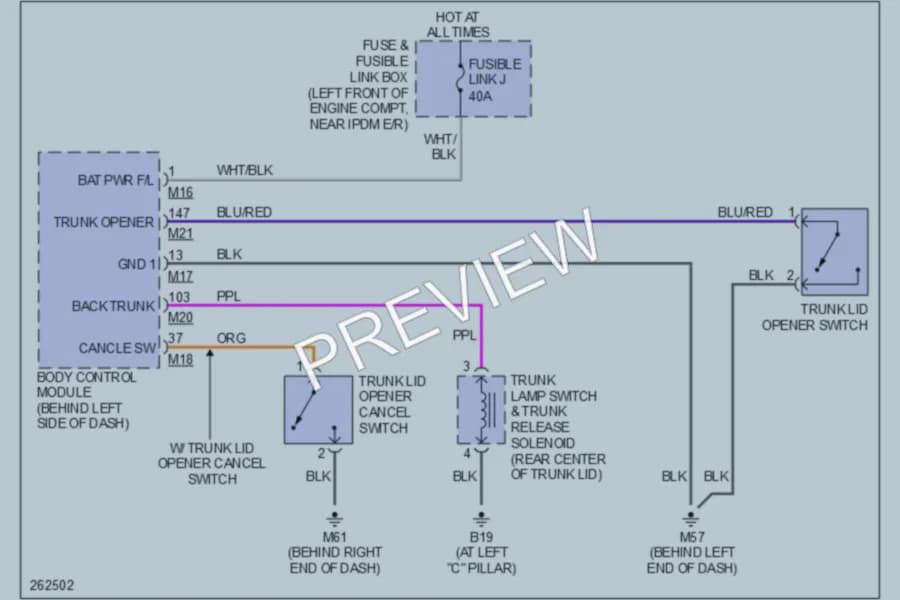 2007 Nissan Altima Trunk Tailgate Fuel Door wiring diagram preview