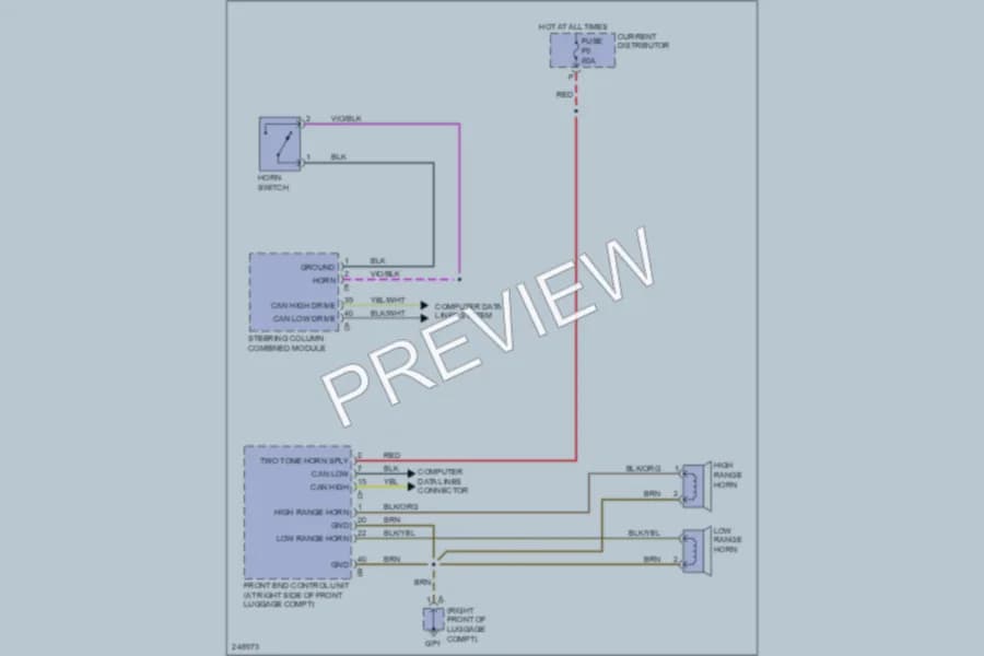 2007 Porsche Cayman Horn wiring diagram preview