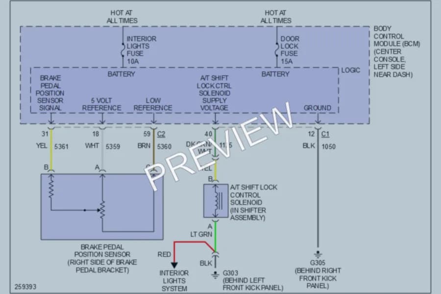 2007 Saturn Aura Shift Interlock wiring diagram preview
