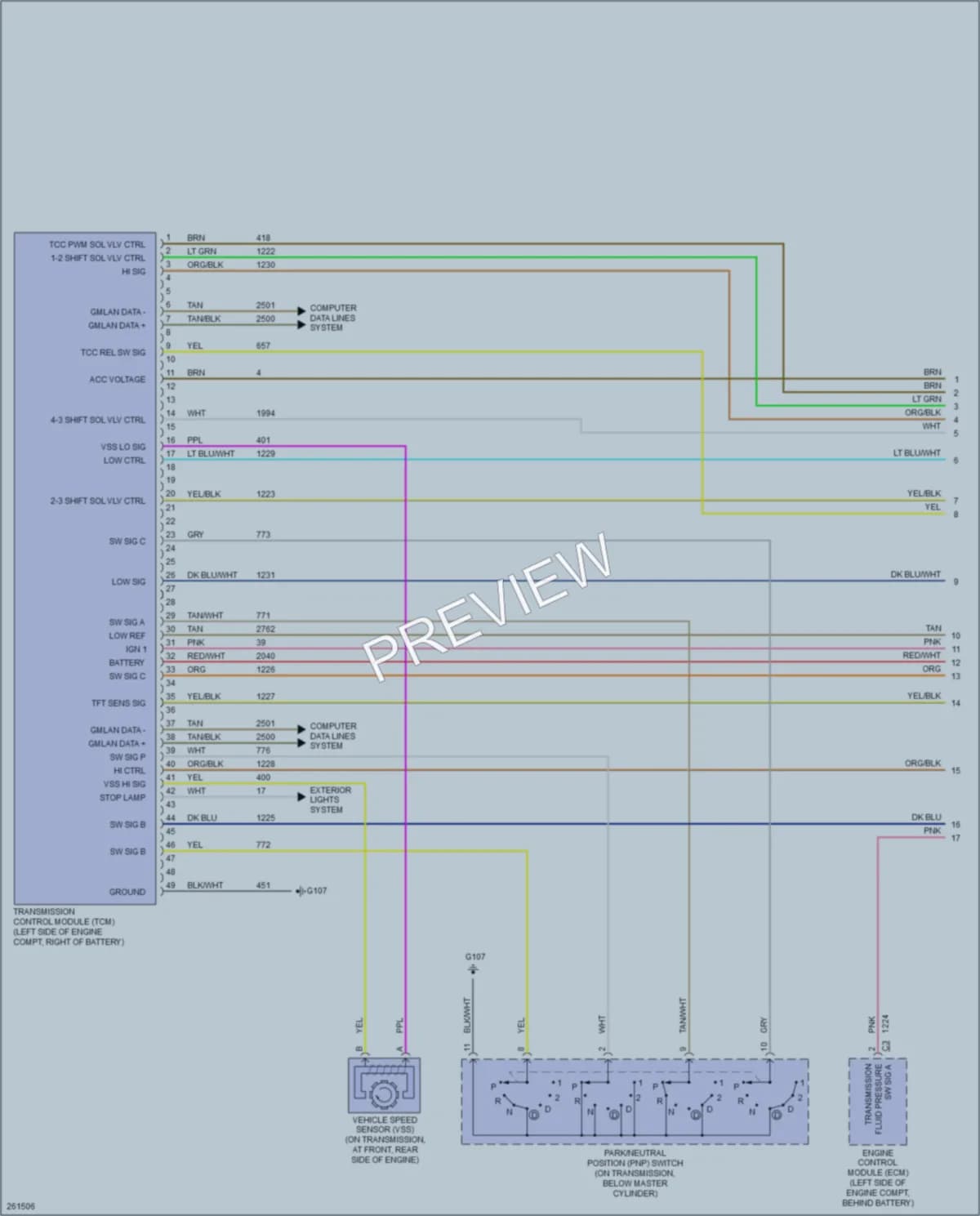 2007 Saturn Aura Transmission wiring diagram preview