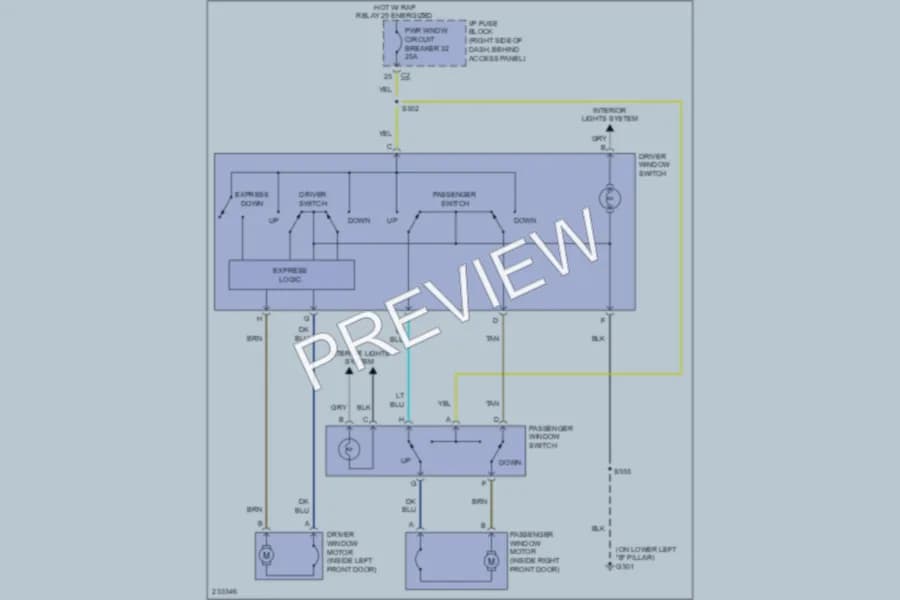 2007 Saturn Relay Power Windows wiring diagram preview
