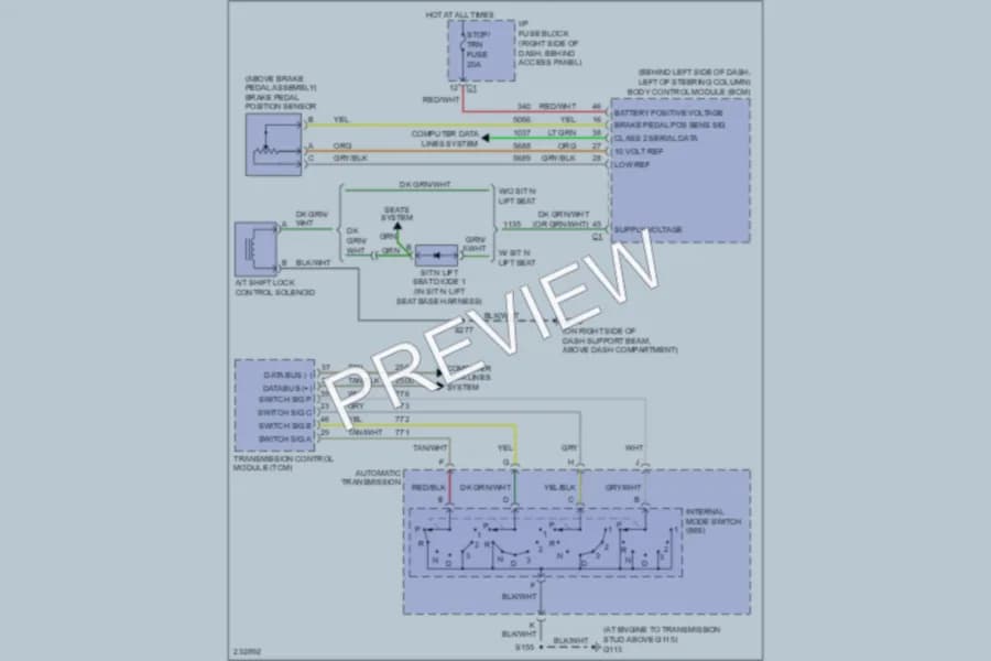 2007 Saturn Relay Shift Interlock wiring diagram preview