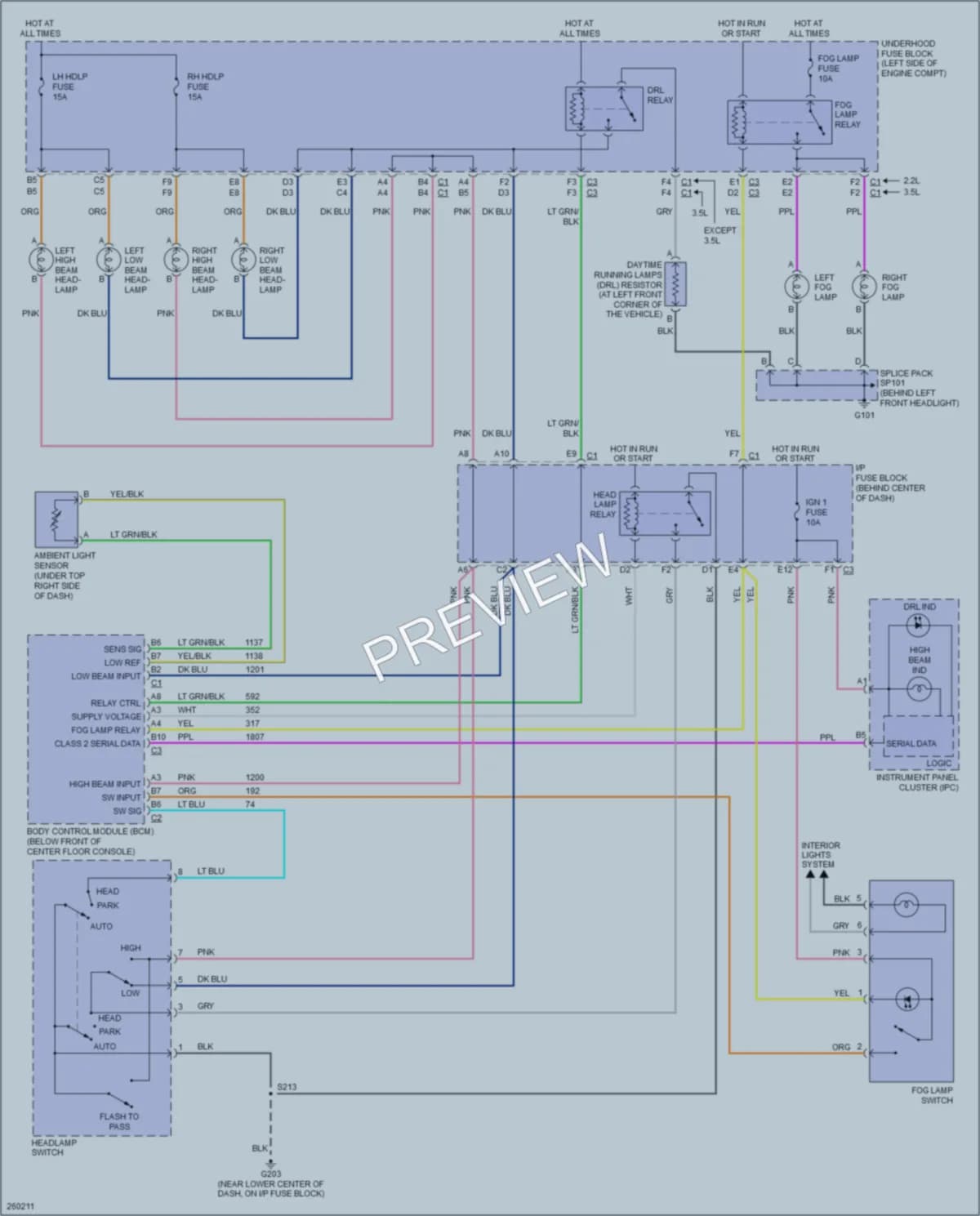 2007 Saturn VUE Headlights wiring diagram preview
