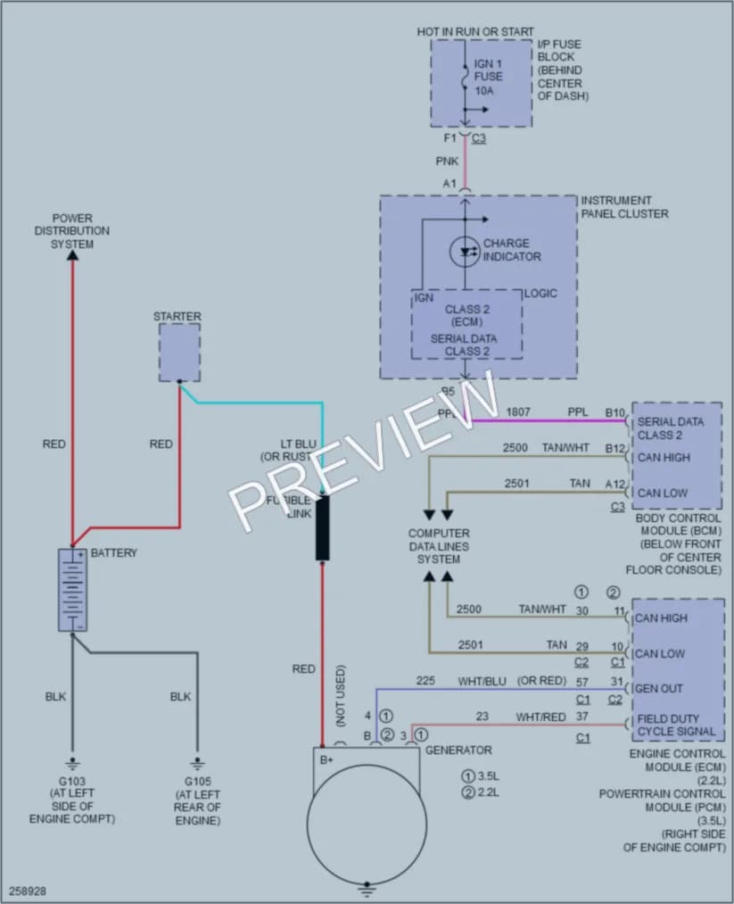 2007 Saturn VUE Starting Charging wiring diagram preview