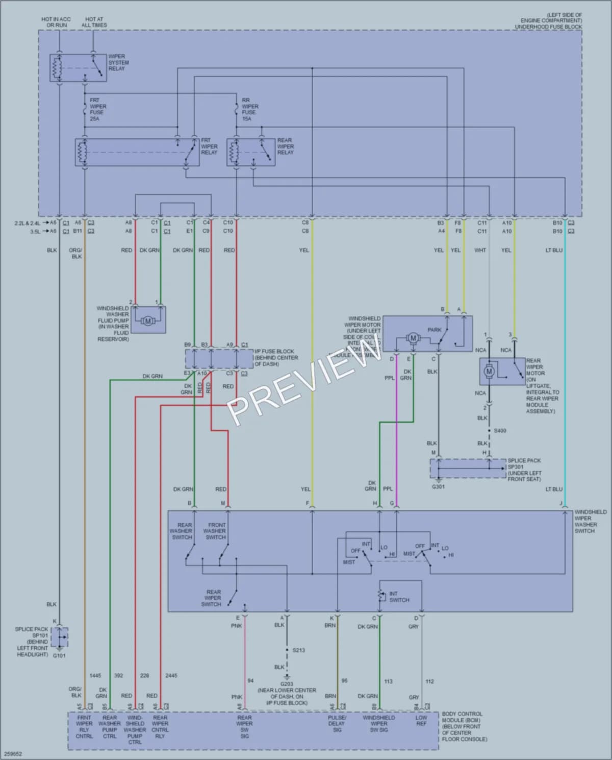 2007 Saturn VUE Wiper Washer wiring diagram preview