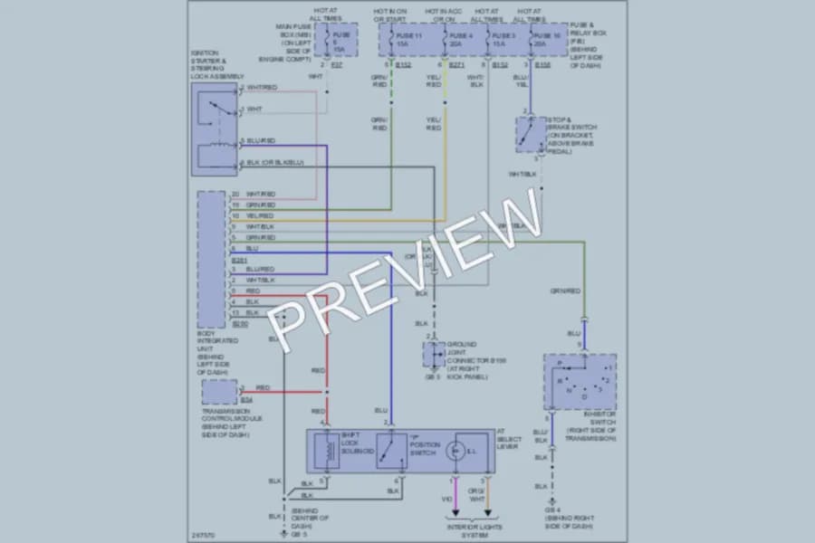 2007 Subaru Impreza Shift Interlock wiring diagram preview