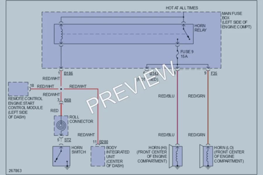 2007 Subaru Legacy Horn wiring diagram preview