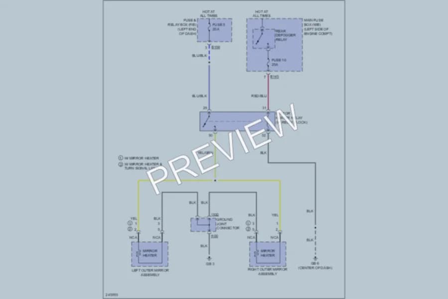 2007 Subaru Outback Defoggers wiring diagram preview
