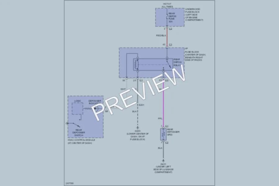 2007 Suzuki XL7 Defoggers wiring diagram preview