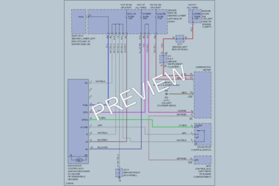2007 Toyota 4Runner Power Top Sunroof wiring diagram preview