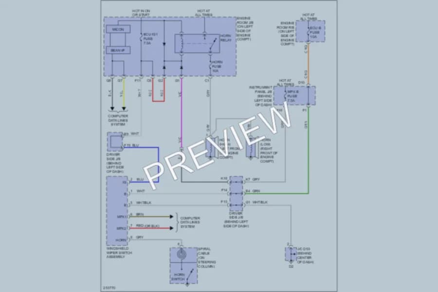 2007 Toyota Avalon Horn wiring diagram preview