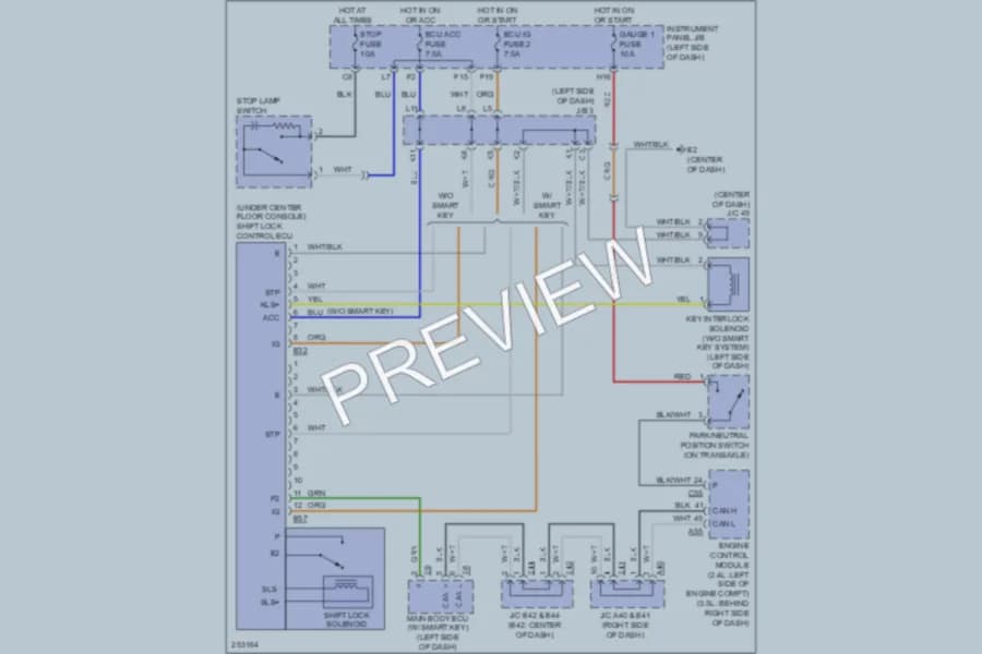 2007 Toyota Camry Shift Interlock wiring diagram preview